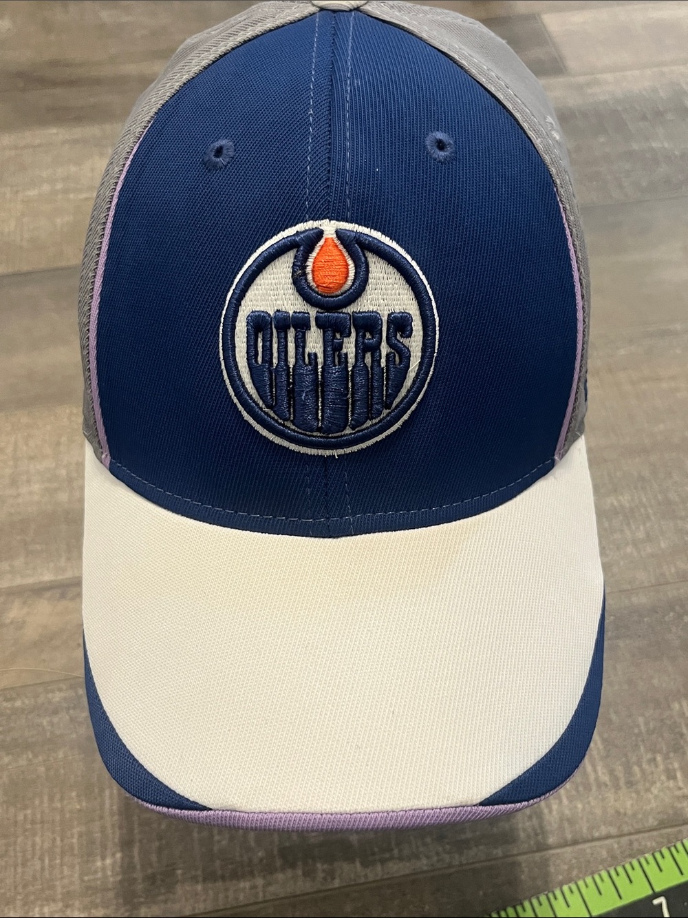 NHL Reebok Blue White Gray Trucker Hat with Orange Accent - Picture 11 of 12